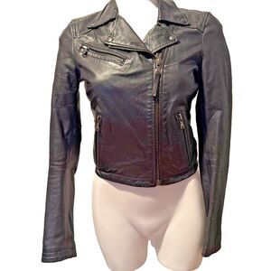 Vintage 90s Please Italian Leather Moto Jacket EU 40 Urban Grunge Mob Wife